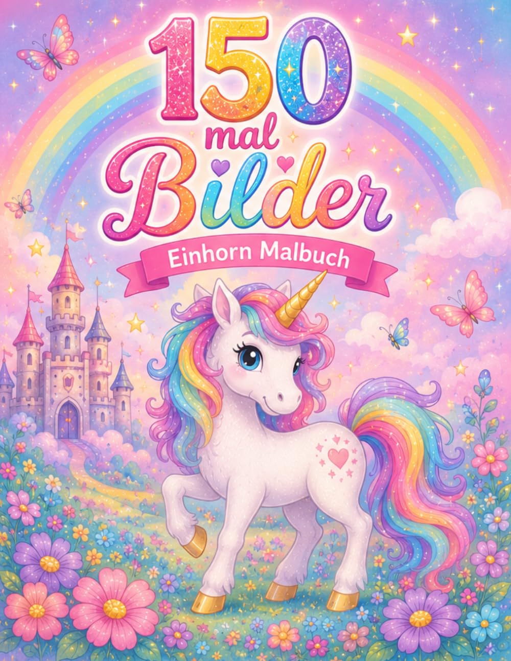 Malbuch Einhorn 150 Seiten Neu Auflage: **150 Ausmalbilder, Magischer Malspaß für Kinder mit niedlichen Einhörnern, Kawaii-Motiven und Fantasy-Abenteuern**