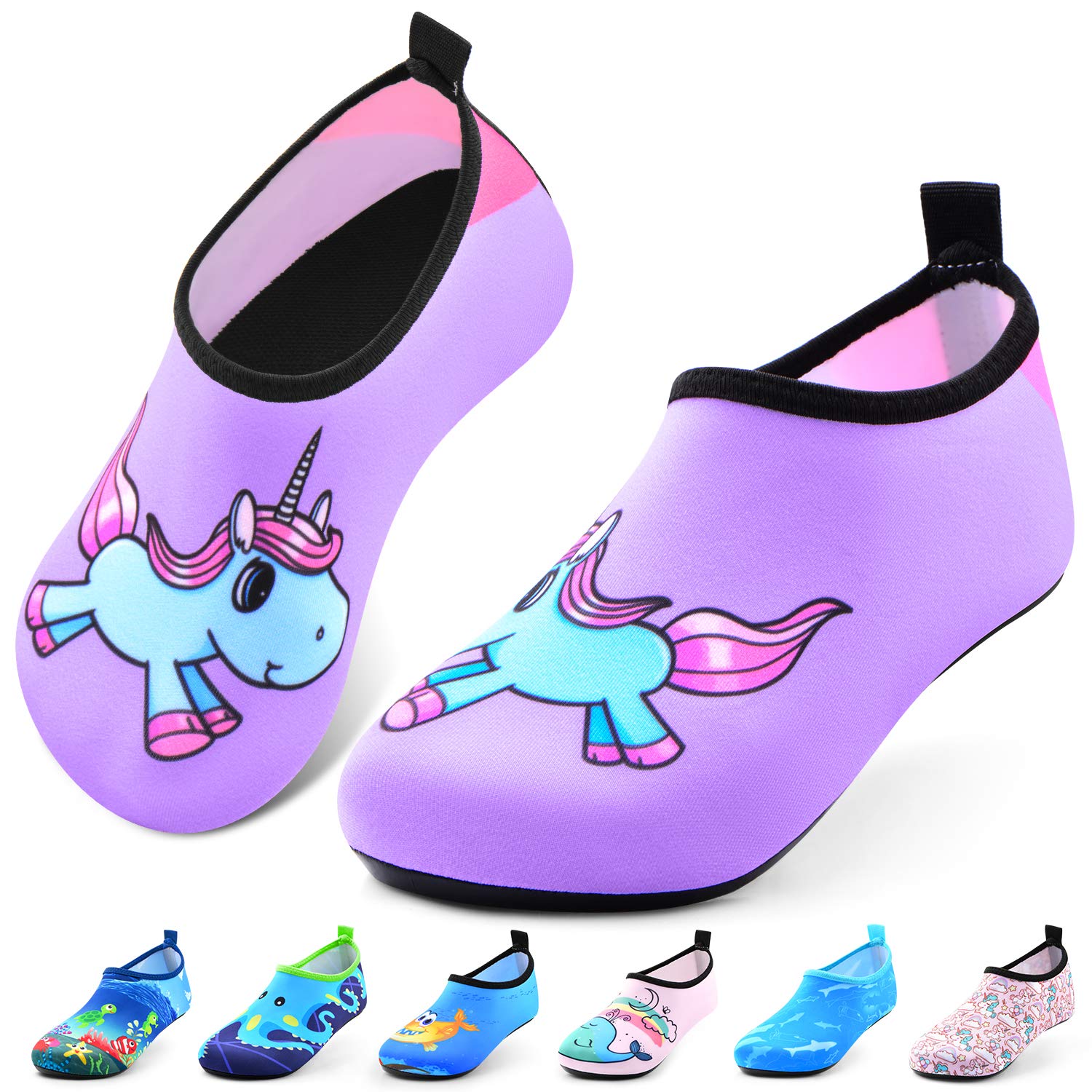 Sunnywoo Water Shoes for Kids Girls Boys,Toddler Kids Swim Water Shoes Quick Dry Non-Slip Water Skin Barefoot Sports Shoes Aqua Socks for Beach Outdoor Sports