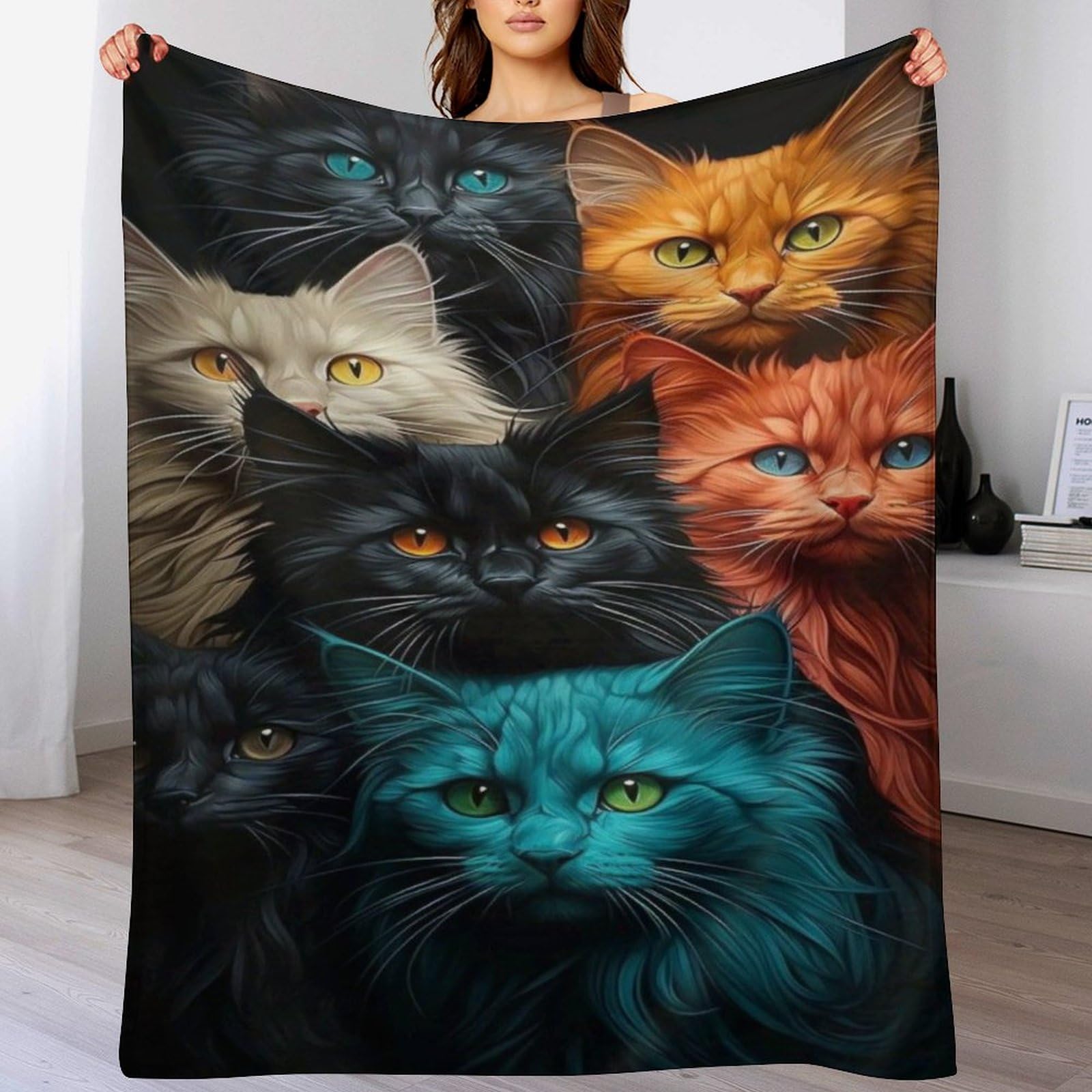 Manta de forro polar de franela de gato 100x130 para cama infantil ligera