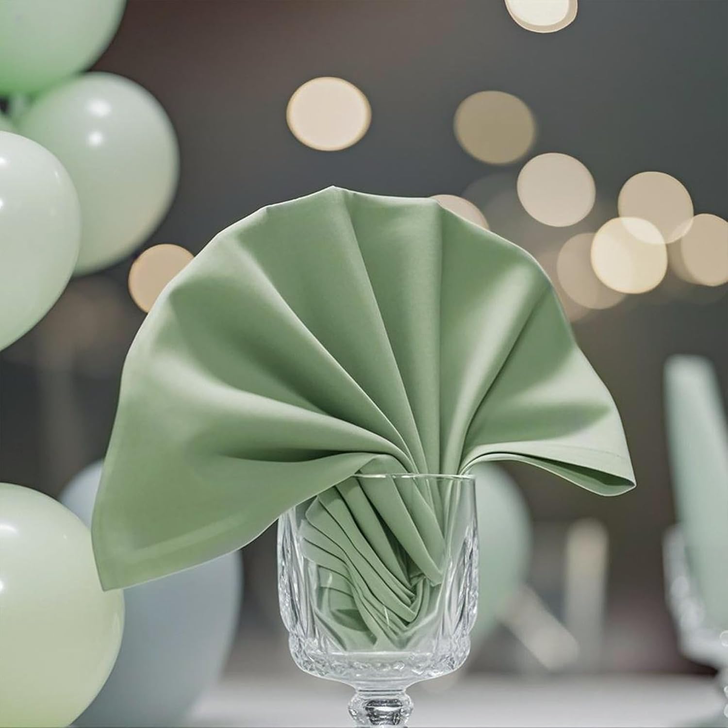 FOLINS&HOME Sage Green Decorative Cloth Napkins Set of 4, 17x17 Inch