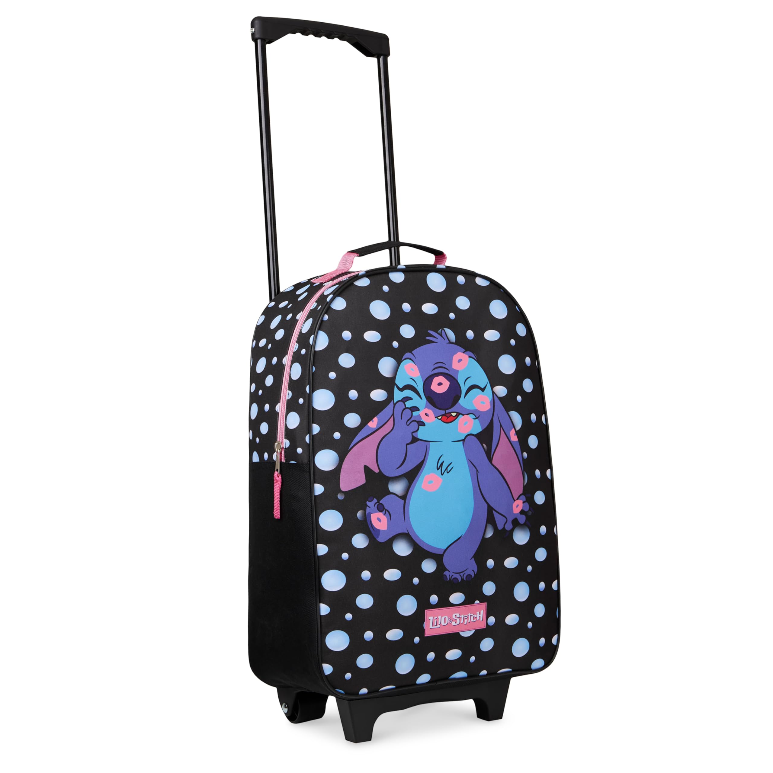 Disney Maleta Niñas con Ruedas - Maleta Infantil Equipaje de Mano Trolley - Maleta de Viaje Cabina 47x30x17 cm - Maleta Stitch Minnie Mouse Frozen con Asa Extensible y 2 Ruedas (Negro Stitch)