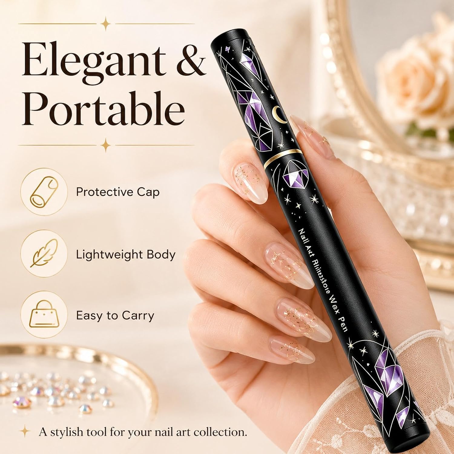 Nail Dotting Pen - Rhinestone Manicure Art Tool, DIY Nail Design, Home Use