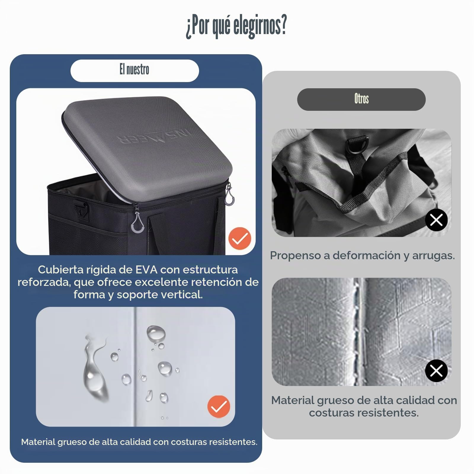 INSMEER Nevera grande de 40 L, 60 latas, plegable, con techo duro de EVA, impermeable, pequeña bolsa térmica, para camping, picnic, playa