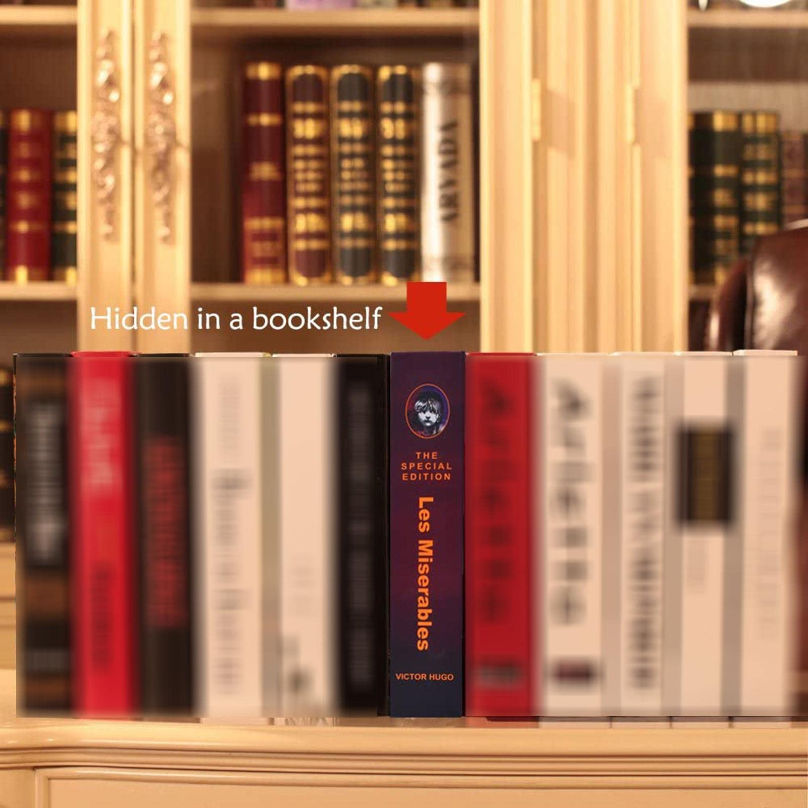 Buchtresor Geldkassette Echtes Papierbuch sicher tresor für Schmuck, Geld und Bargeld, hohl mit verstecktem Fach, Buchsafe mit 2 Schlüssel,Red-key