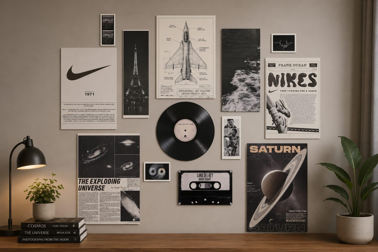 wallvibe Black and White Aesthetic Gallery Wall Poster Set, Music, Space, Retro Theme, Room Decor-image-25