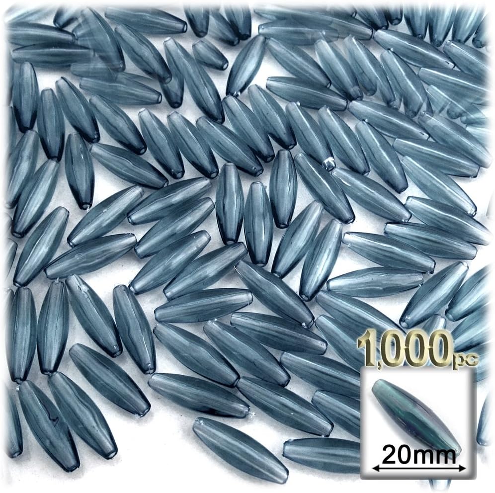 The Crafts Outlet 1000-Piece Plastic Spaghetti Transparent Smooth Beads, 20mm, Emerald Green