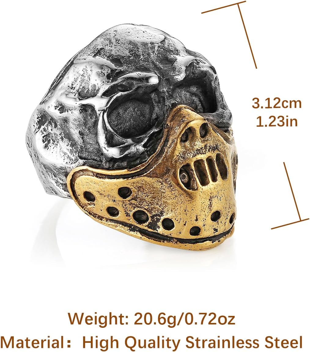 HZMAN Skull Ring for Men Chunky Stainless Steel Gothic Ring Jason Mask Ring Halloween Jewelry Gift - Image 6
