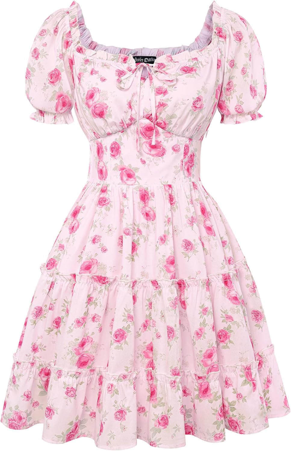 Scarlet Darkness Floral Corset Mini Dress Women Teen Summer Off Shoulder Dress Graduation Cute Sundress with Pockets