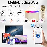 Vista 5 de Mini máquina de karaoke, altavoz Bluetooth portátil con micrófono para cantar en casa, fiesta de niños, regalos de Navidad, Halloween, cumpleaños