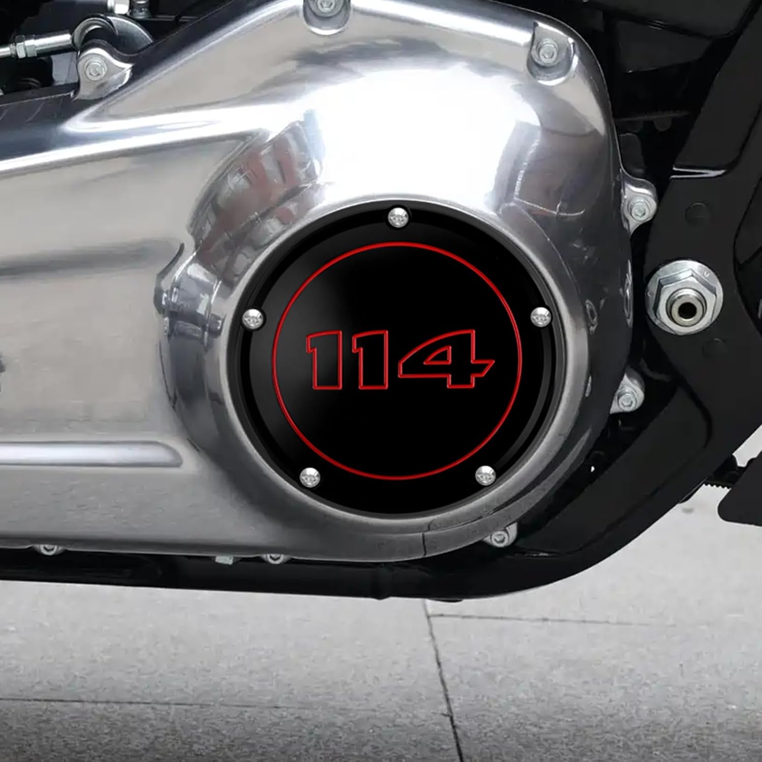 HDBUBALUS Motorcycle CNC 5 Holes Derby Cover Timer Timing Cover for Harley Softail 114 117 Street Bob Fat Bob Low Rider Fat Boy Heritage Classic (Black w/red Number)