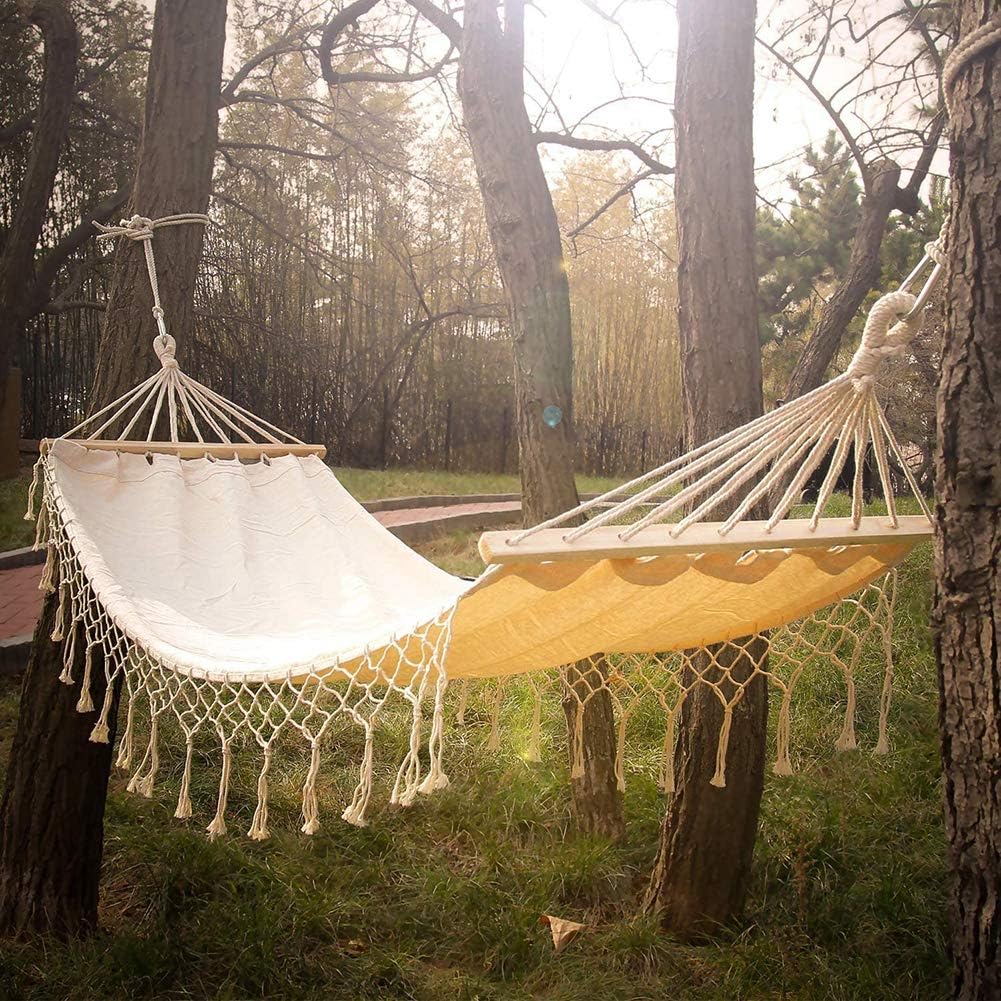 Hammock Swing Chair Nordic Style Hand-Woven Fringe Single Double Hammock Net Outdoor/Indoor Hanging Hammock Swings Chair
