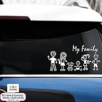 Vista 6 de TOTOMO 13 Pegatinas de Figuras de Palo para Auto de Mi Familia (Estilo #1) con Pegatina de Familia de Mascotas Perro Gato para Ventanas y Parachoques