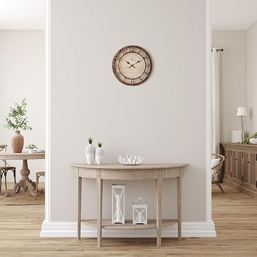 Miniatura 3 de Lafocuse Reloj de pared marrón silencioso de 12 pulgadas, funciona con pilas, reloj de pared analógico para cocina, sala de estar, decoración