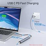 10Gbps USB C Hub with 4K@60Hz Video Display, Selore 5 Ports USB C Splitter, C Port Data Transfer, 100W PD Input Charging, 5-in-1 Dongle Multiport Adapter for MacBook Pro, iPad, Dell, HP, and More