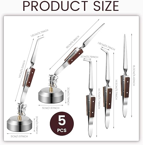 Miniatura 2 de Juego de 5 pinzas de soldadura, 3 pinzas de soldadura con bloqueo cruzado, 2 piezas de herramientas de tercera mano con base de rotación de 360°