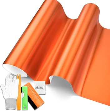 Orange Brushed Aluminum Vinyl Wrap 60"X600" 5FT X 50FT