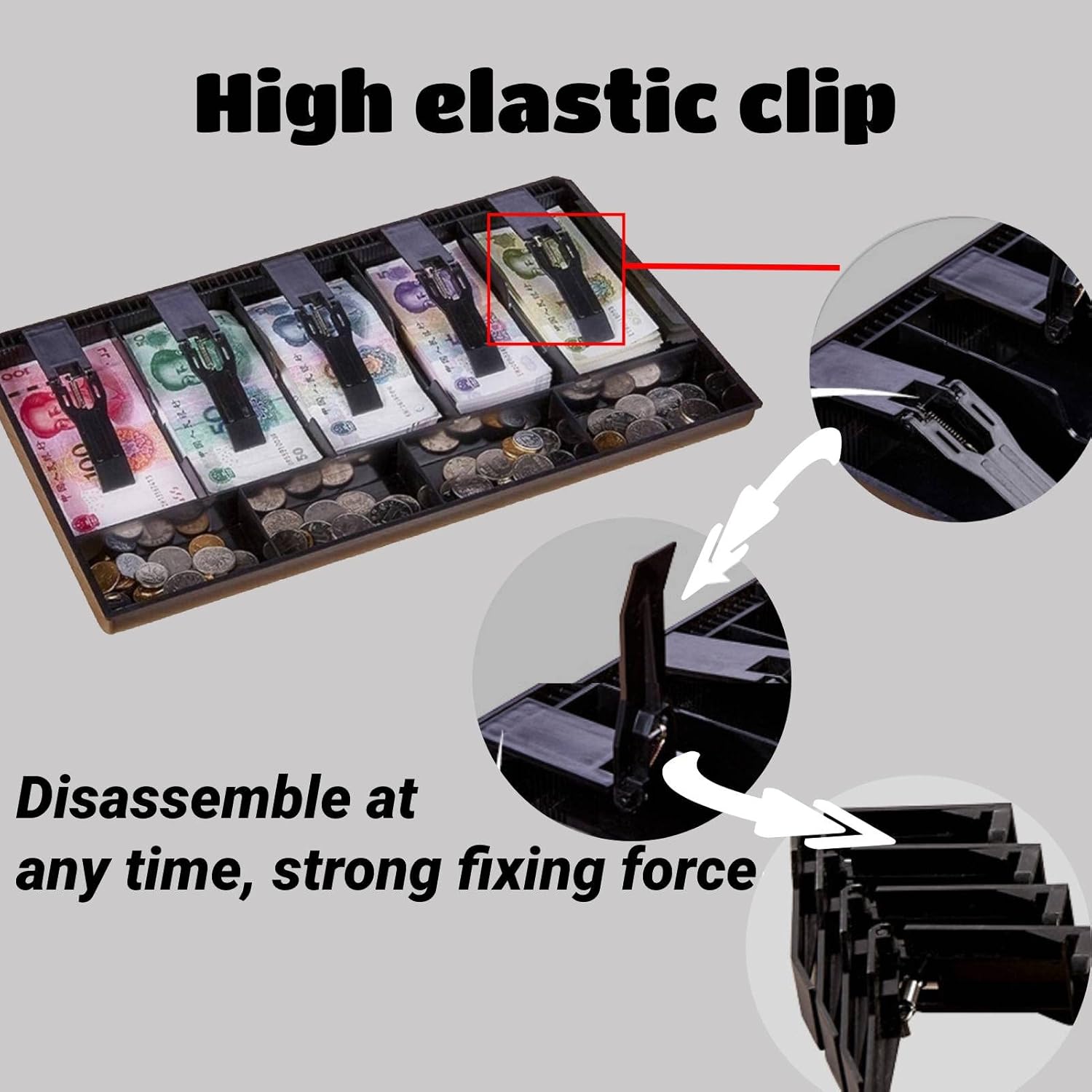 Cash Register Drawer Insert Tray, Cash Money Tray Replacement with 5 Bill/4 Coin Compartments Money Storage Box, 15.9x9.6x1.3Inches : Office Products