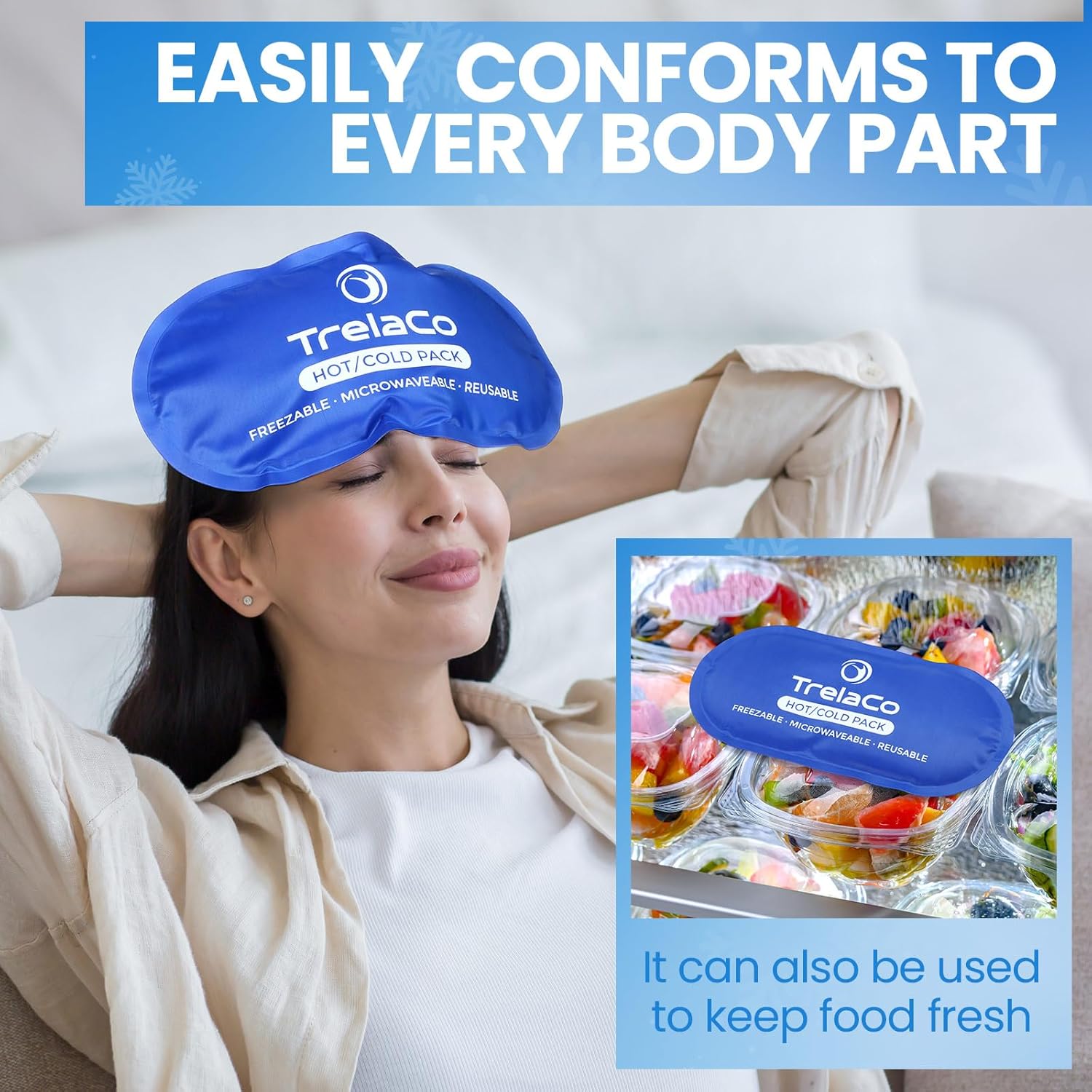 TrelaCo 10 Pcs Reusable Gel Ice Packs for Injuries, Gel Ice Packs Bulk for Injuries, Soft and Flexible, Hot and Cold Compress for Knees, Back, Shoulders, Arms, and Legs, 10 x 5 Inch