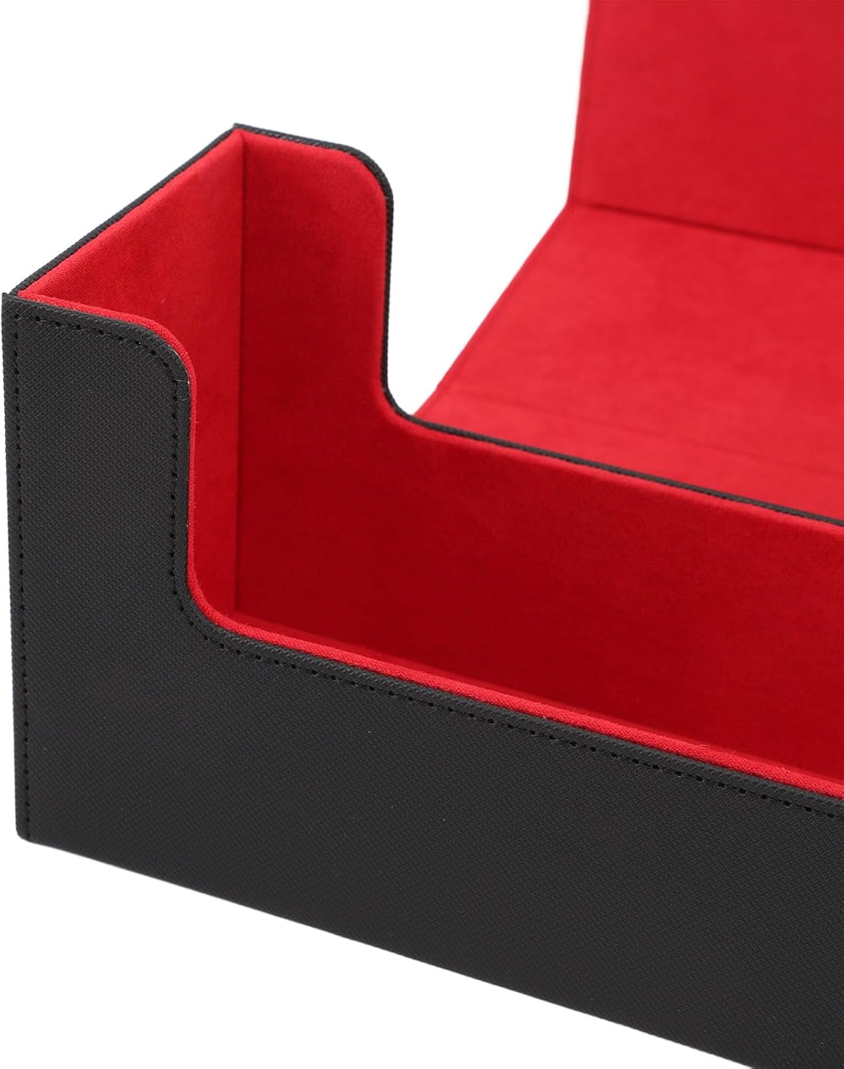 Ymiko Large Capacity Card Storage Box with Magnetic Closure, PU Leather Multi Purpose Deck Box/Cover for 400+ Trading Cards, Compact Organizer for Collectors (Black Red)