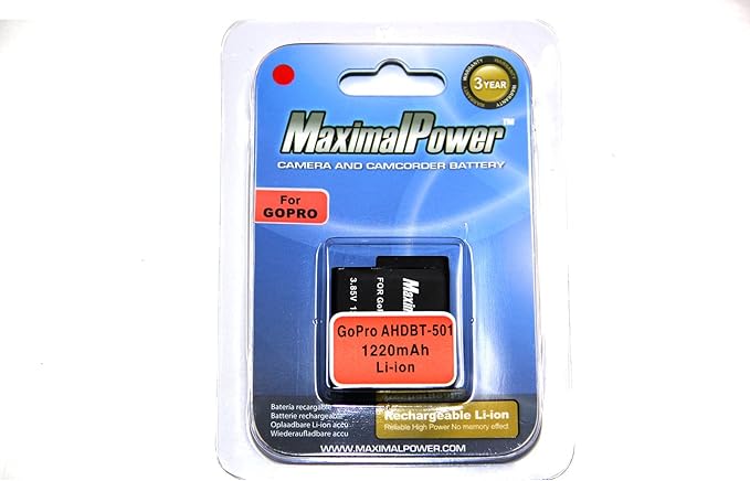 Maximal Power Gopro Hero 5 Black Li Ion Lithium Ion Battery Hero5 Ahdbt501 Electronics Amazon Com