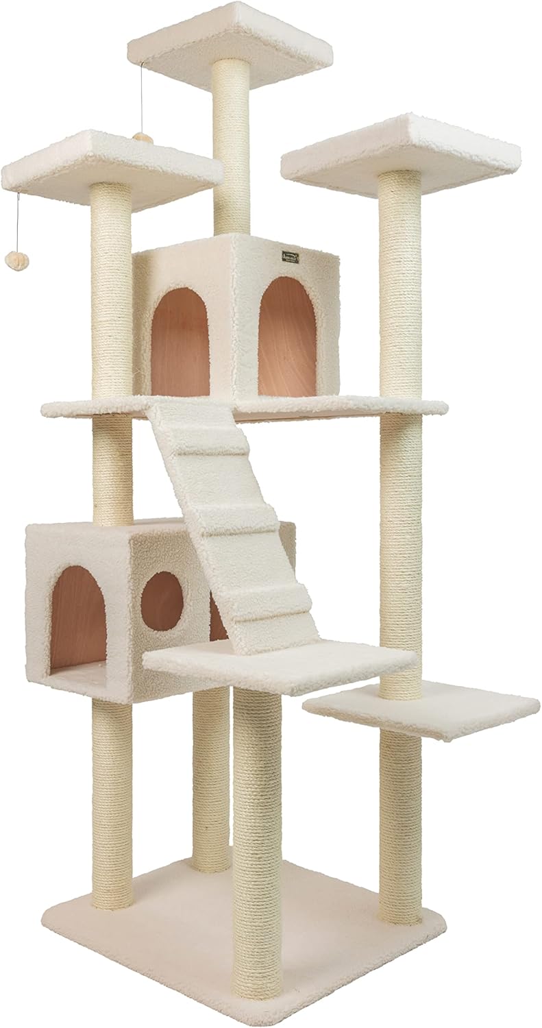Armarkat Cat Tree Model B7701, Ivory, 36"(L)X31"(W)X77"(H)