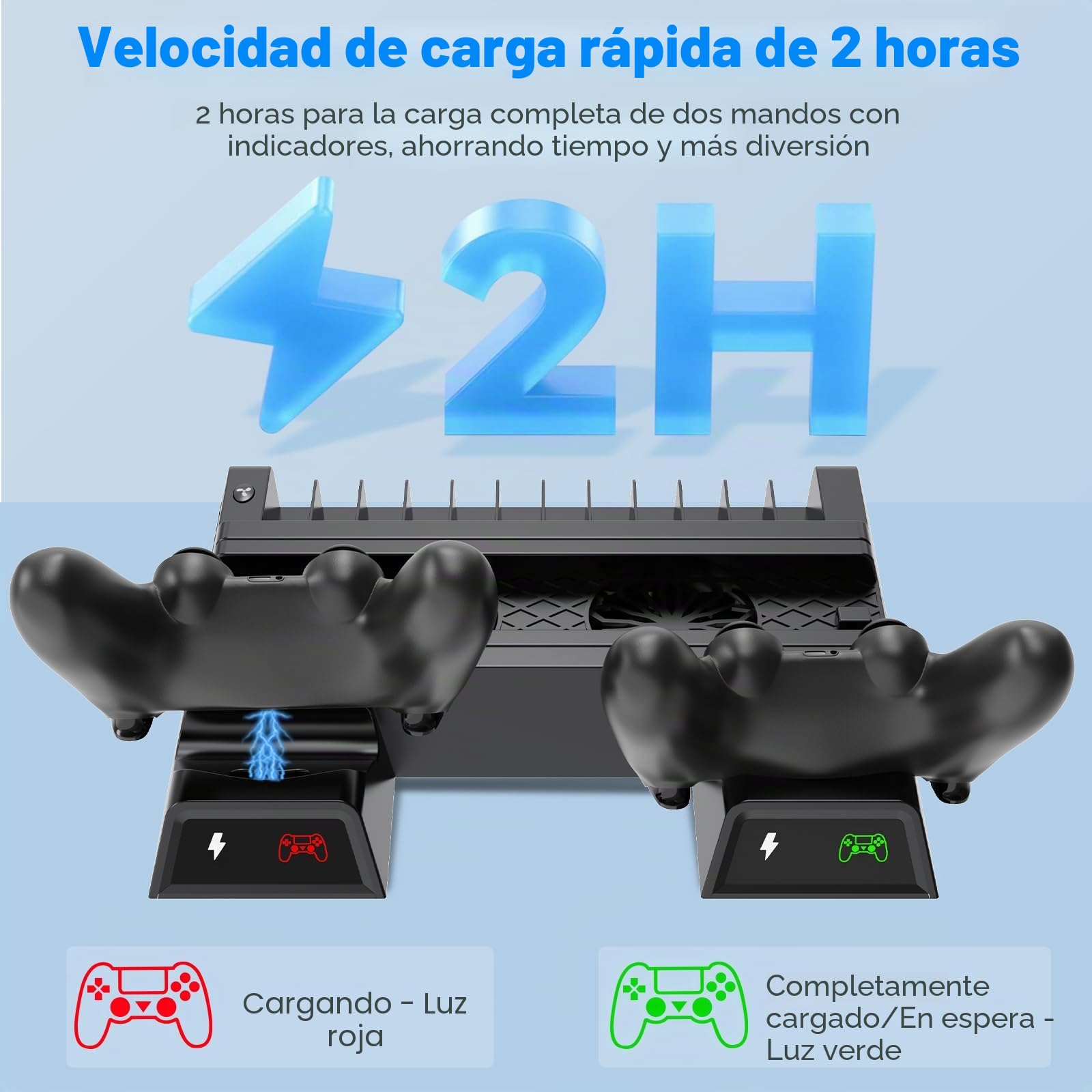 ASUNCELL Soporte vertical para PS4, con ventilador y estación de carga para PS4 Pro/Slim, incluye 12 juegos