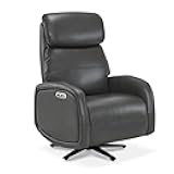 Dual Motor Power Recliner Chair for Adults, Modern Faux Leather Electric Swivel Recliner with USB Charging, Heavy Duty Adjustable Lounge Chair for Living Room & Bedroom 4610 (Grey)