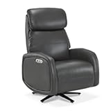 Dual Motor Power Recliner Chair for Adults&comma; Modern Faux Leather Electric Swivel Recliner with USB Charging&comma; Heavy Duty Adjustable Lounge Chair for Living Room & Bedroom 4610 &lpar;Grey&rpar;