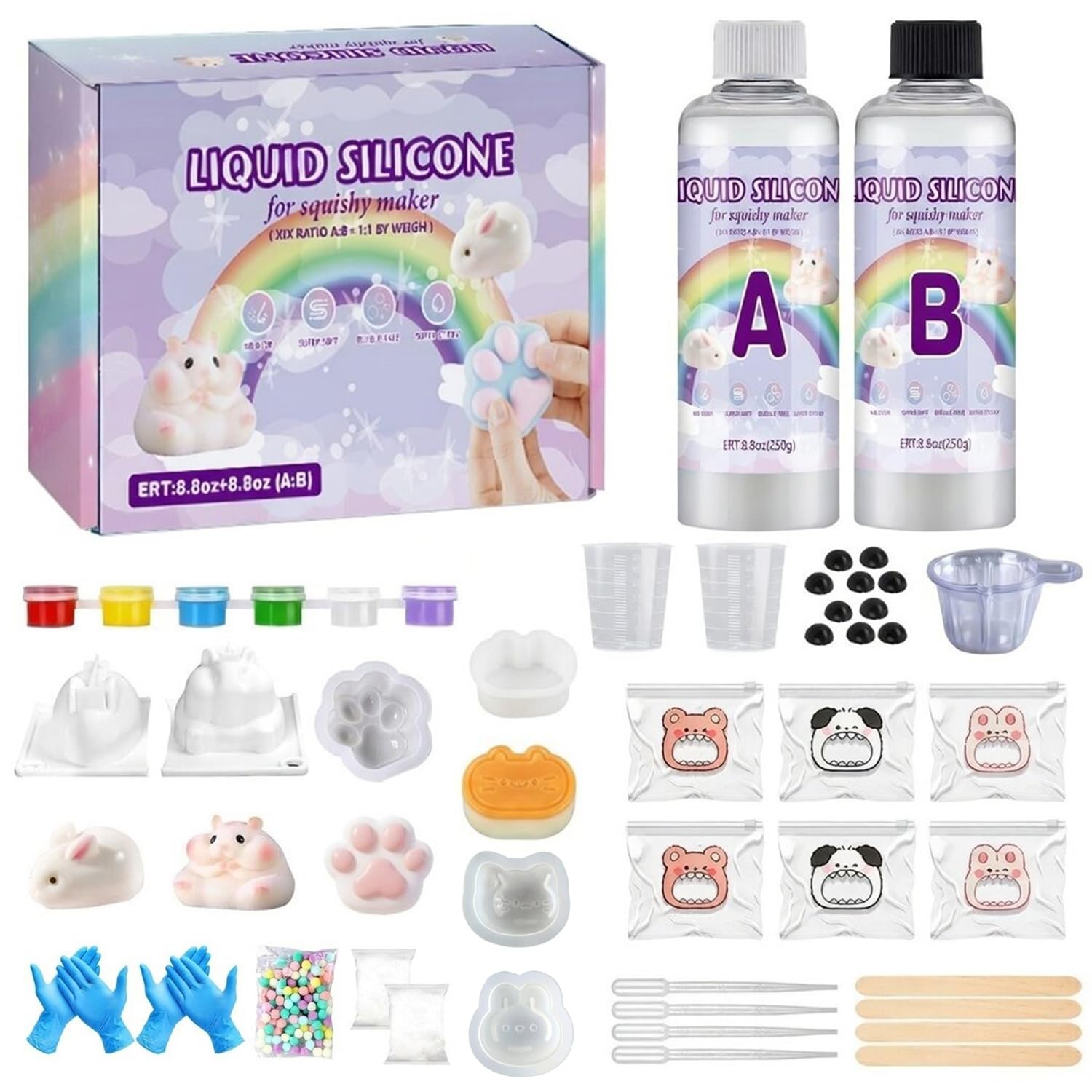 Taba Squishy Kit - 18OZ Rubber Squishys Kit with Guided, Make Your Own Squishies Kit - Stress Relief Novelty for Anxiety Fidget Squishy(DIY) — image 1