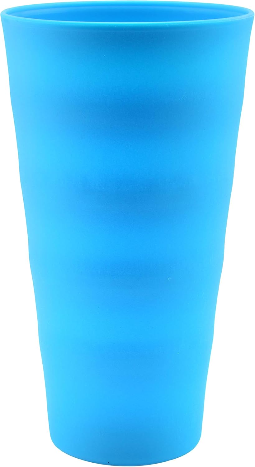 YBM Home Break-Resistant Plastic Cups 20oz, Medium Drinking Cups for Kids and Adults, Reusable Design Blue