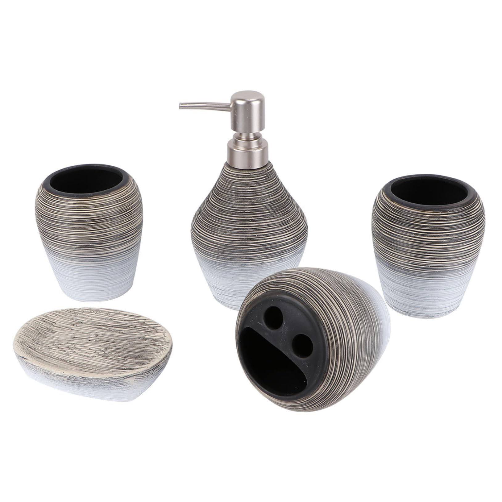 INOOMP Porte-Brosse à Dents Céramique 5 Pièces Gobelet de Gargarisme et Porte-Savonnette, Ensemble Pratique pour Maison et Déplacements