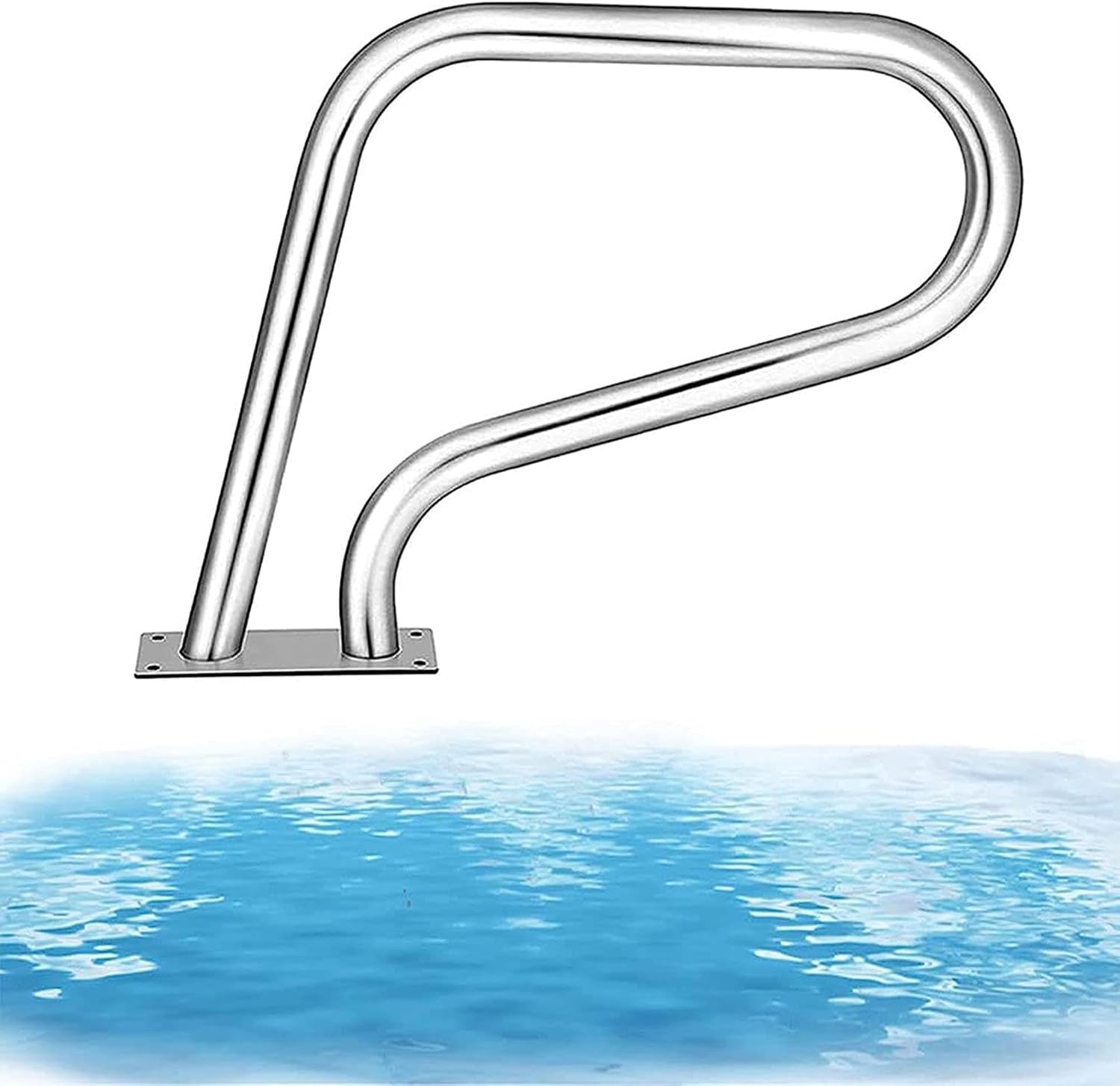 XENITE Pool Handrails Swimming Pool Hand Rail, 3-Bend Deck Mounted Swimming Pool Handrail, with Royal Blue Pool Grips Cover, Easy to Install