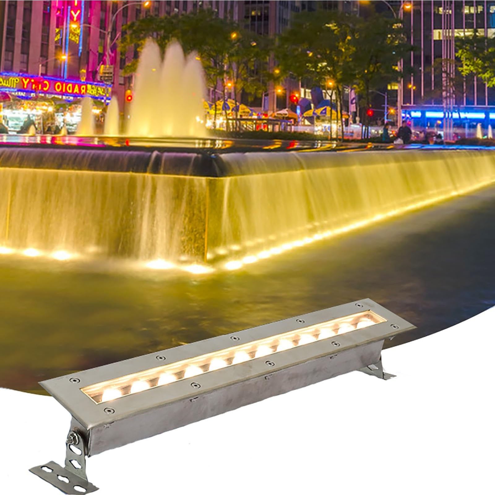Faretti Per Piscina - Faretto LED Subacqueo Rettangolare Da Incasso, Faretto Per Paesaggio Subacqueo RGB IP68 Impermeabile, Faretto Lineare Per Laghetto Subacqueo In Acciaio Inossidabile 24V(Green,9W-