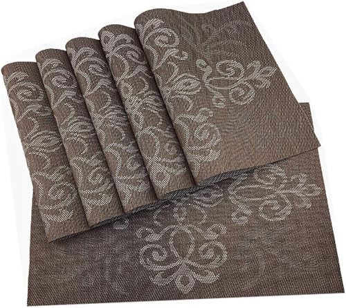 Miniatura 6 de Gugrida Juego de 6 manteles individuales de lujo, manteles individuales para mesa de comedor, manteles individuales resistentes al calor,