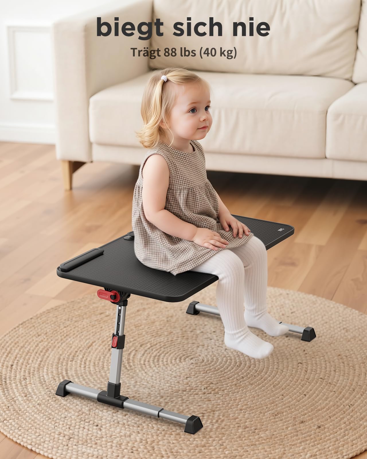 SAIJI Laptoptisch Klappbar, Betttisch - Verstärkte Stabilität, Verlängerte Beine - Höhe & Neigung Flexibel Einstellbar für Bett, Sofa & Couch - Tragfähigkeit bis zu 40 kg, Maße 60x33 cm (Schwarz)