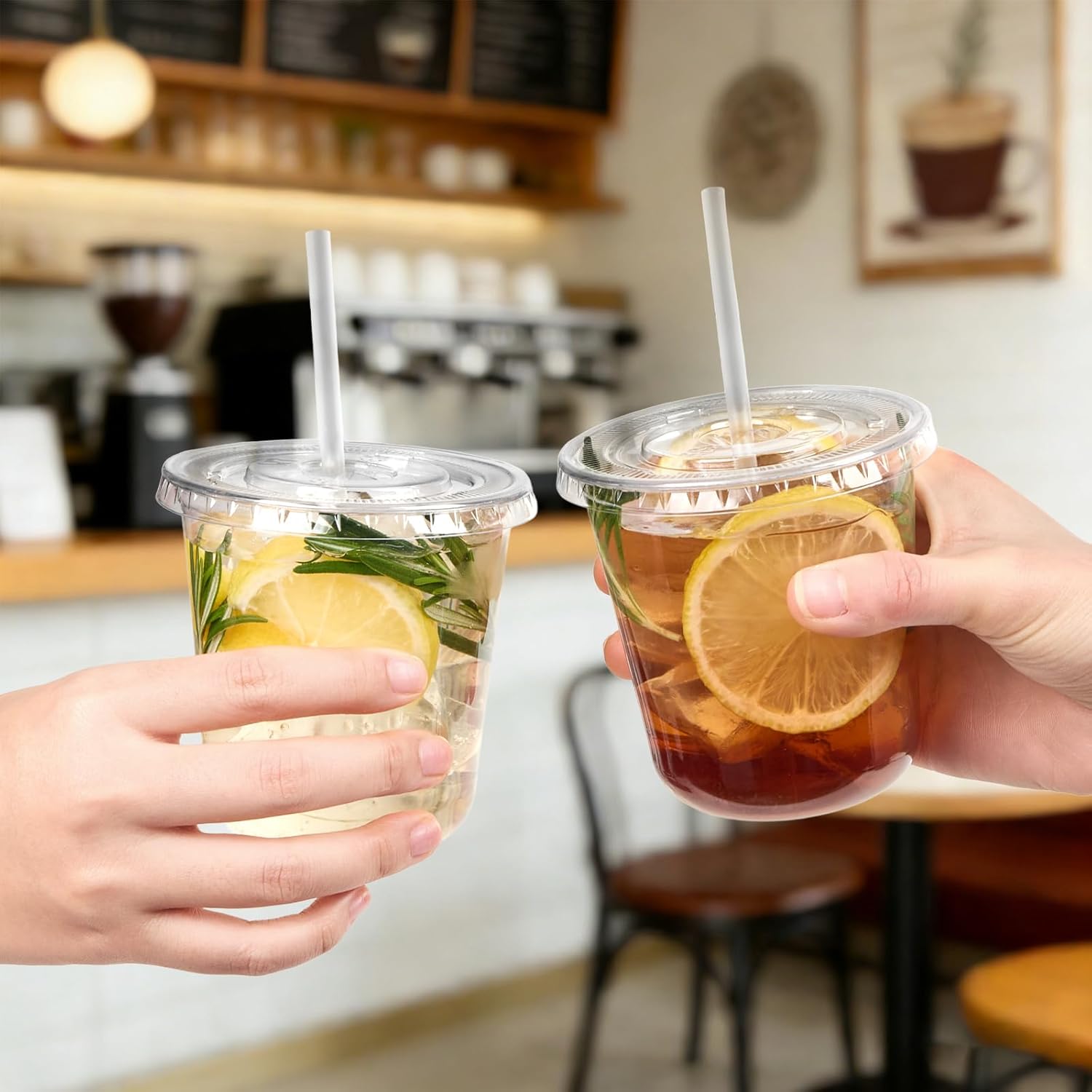 [50 Sets - 12oz Round Bottom Clear Plastic Cups with Lids and Straws, Disposable Iced Coffee Cups with Lids To Go Cold Drink Cups for Smoothies, Juices, Party Catering - Image 9