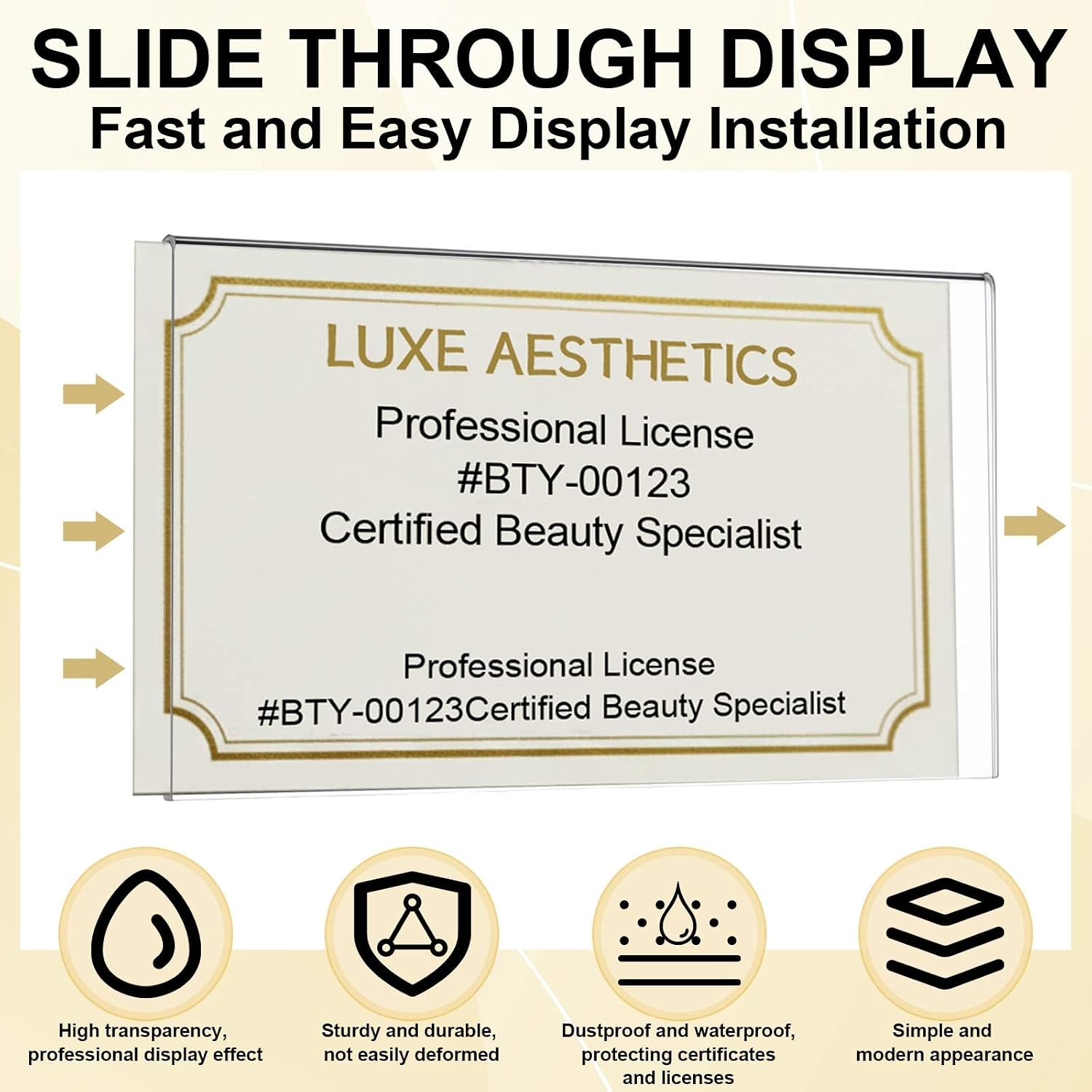 4pcs Acrylic Cosmetology License Frame for Wall 8.5 x 3.8 x 0.2 Inch