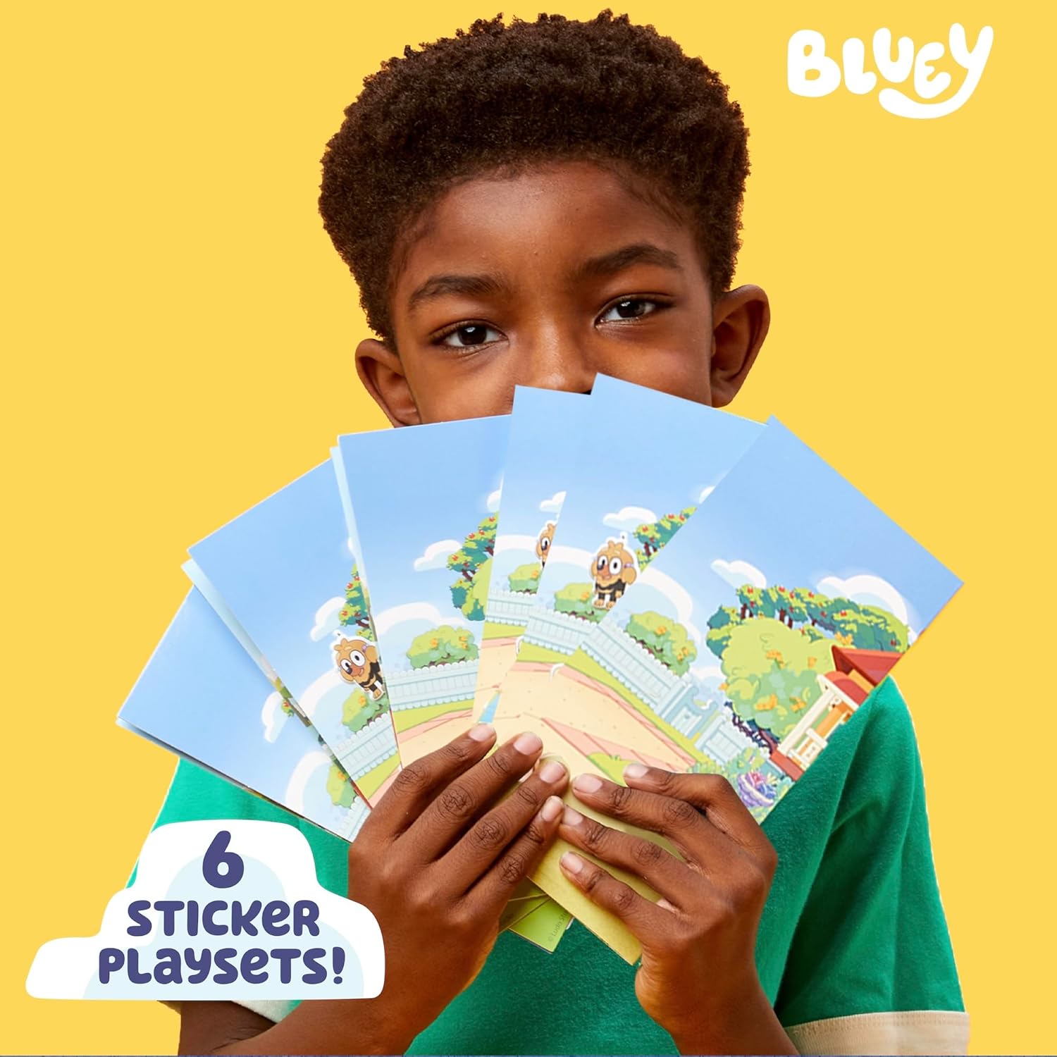 Horizon Group USA Bluey Mini Sticker Playset, 6-Pack, 45 Reusable Puffy Bluey Stickers, Double-Sided Play Scenes, Repositionable Stickers, Travel Toy for Kids & Toddlers, Kids Activities