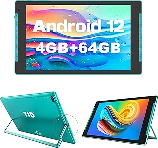 10.1 inch Tablet, Android 12 Tablets, 4GB RAM,64GB ROM(512GB Expandable), HD IPS Screen,2MP Front Camera,8MP Rear Camera,Wi-Fi, Bluetooth 5.0, 6000mAh Battery,Tablet PC with Stand (Green)