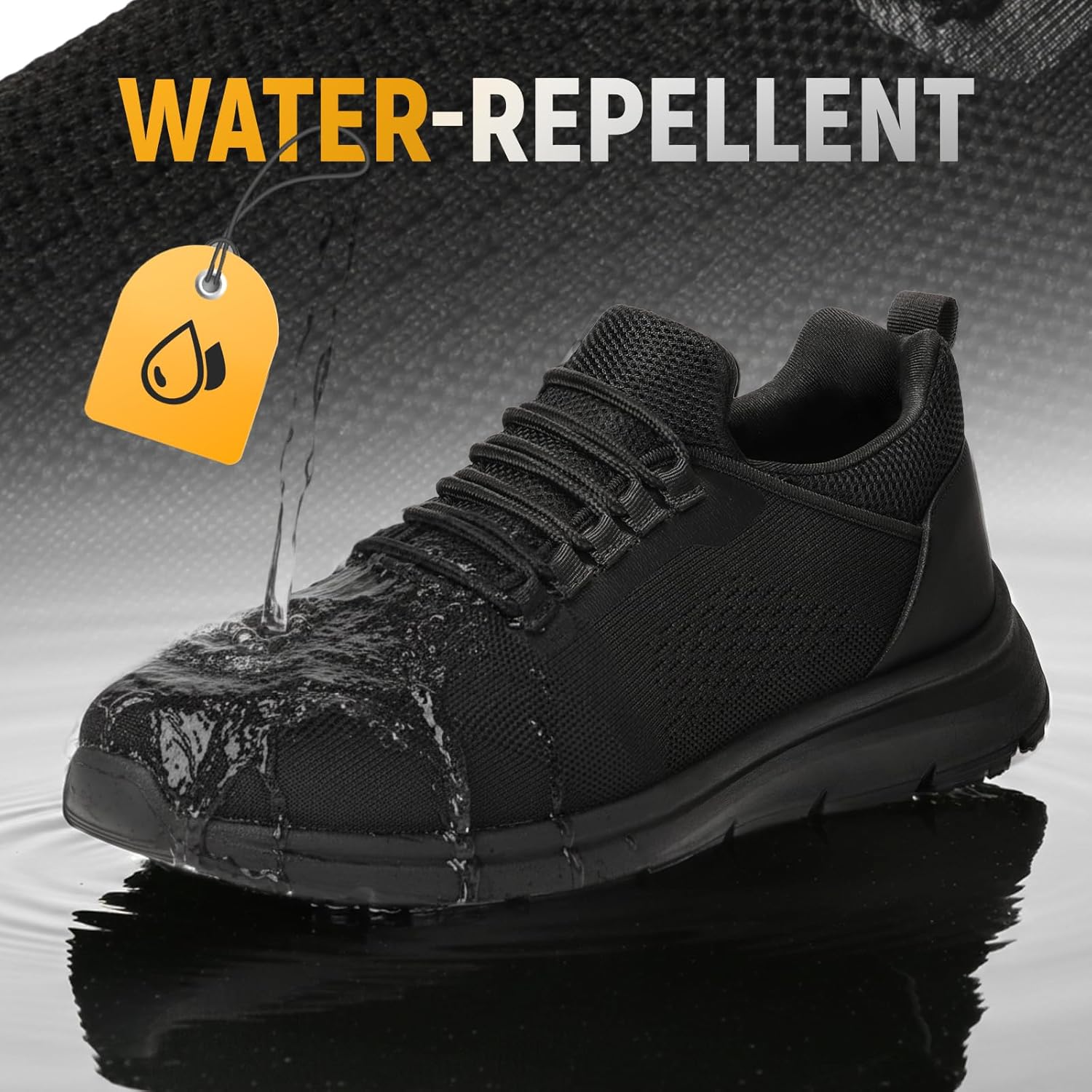 Work Shoes for Men Water-Repellent Kitchen Chef Tennis Shoes for Men Comfy Breathable Food Service Restaurant Sneakers All Black - Image 4