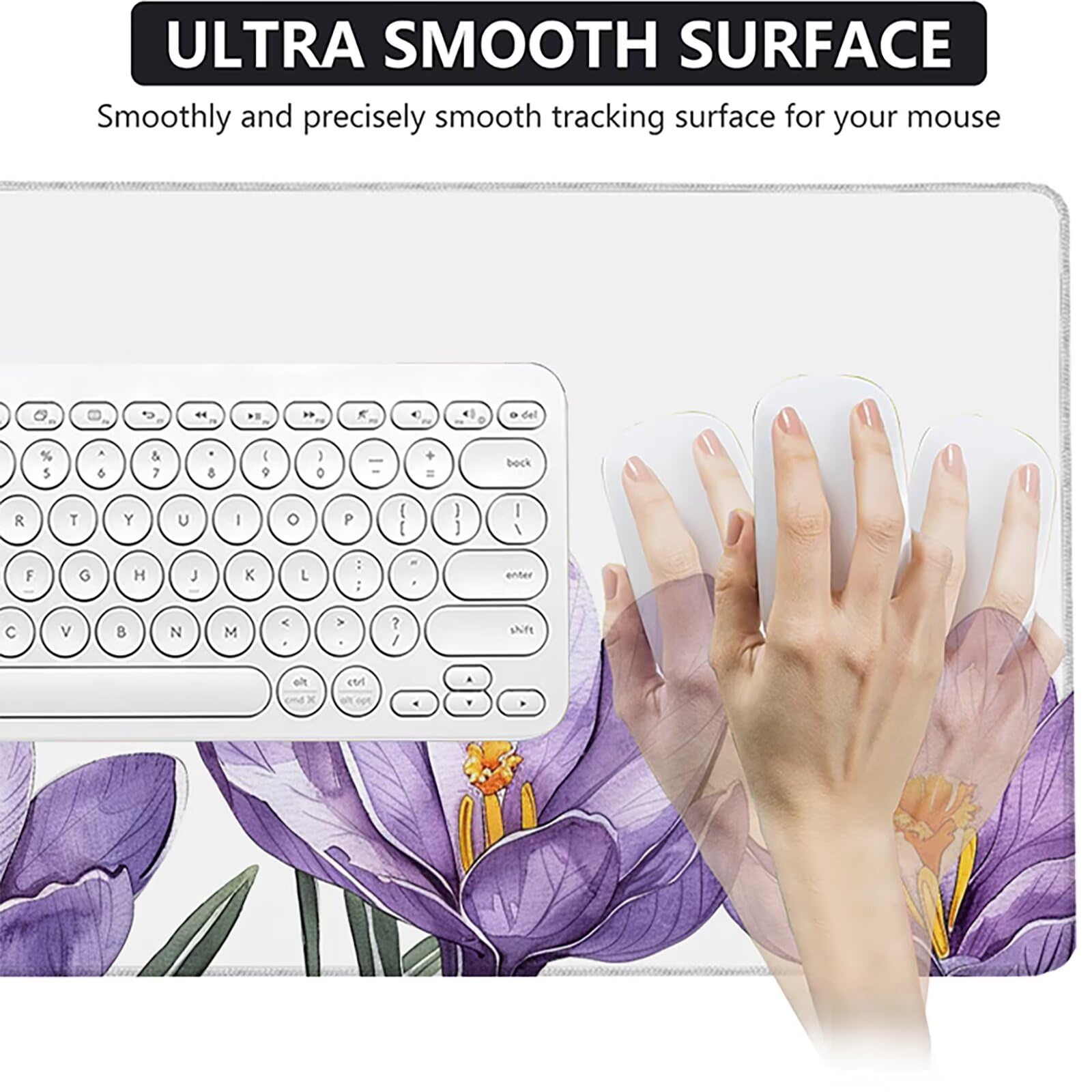 Flor Alfombrilla Ratón Gaming XXL 1500 x 800 mm, Alfombrilla Gaming PúRpura Mousepad con Base de Goma Antideslizante Impermeable Desk Mat para Teclado y Raton Accesorios Gaming, Regalos de Hombre 9-4