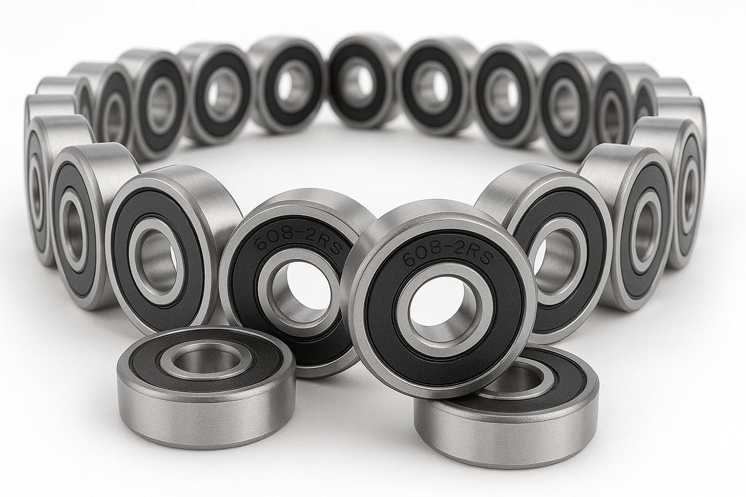 608-2RS Bearings 20 Pack, 8x22x7mm Double Rubber Sealed Pre-Lubricated Ball Bearings C3, for 3D Printer, Roller Skate, Electric Motor, Fidget Spinner, Scooter