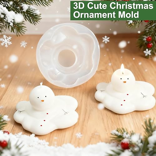 Miniatura 2 de 2 moldes de vela de Navidad, molde de resina de silicona de muñeco de nieve derretido para hacer velas, decoración navideña de vacaciones, molde de