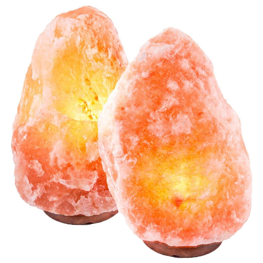 Glow Himalayan Super Himalayan Rock Salt Lamp (2pc) in Large Size Weight 4-5 Kg, Height 24-26 cm for bigger coverage and benefits (Set of 2pc) with power cord and bulbs