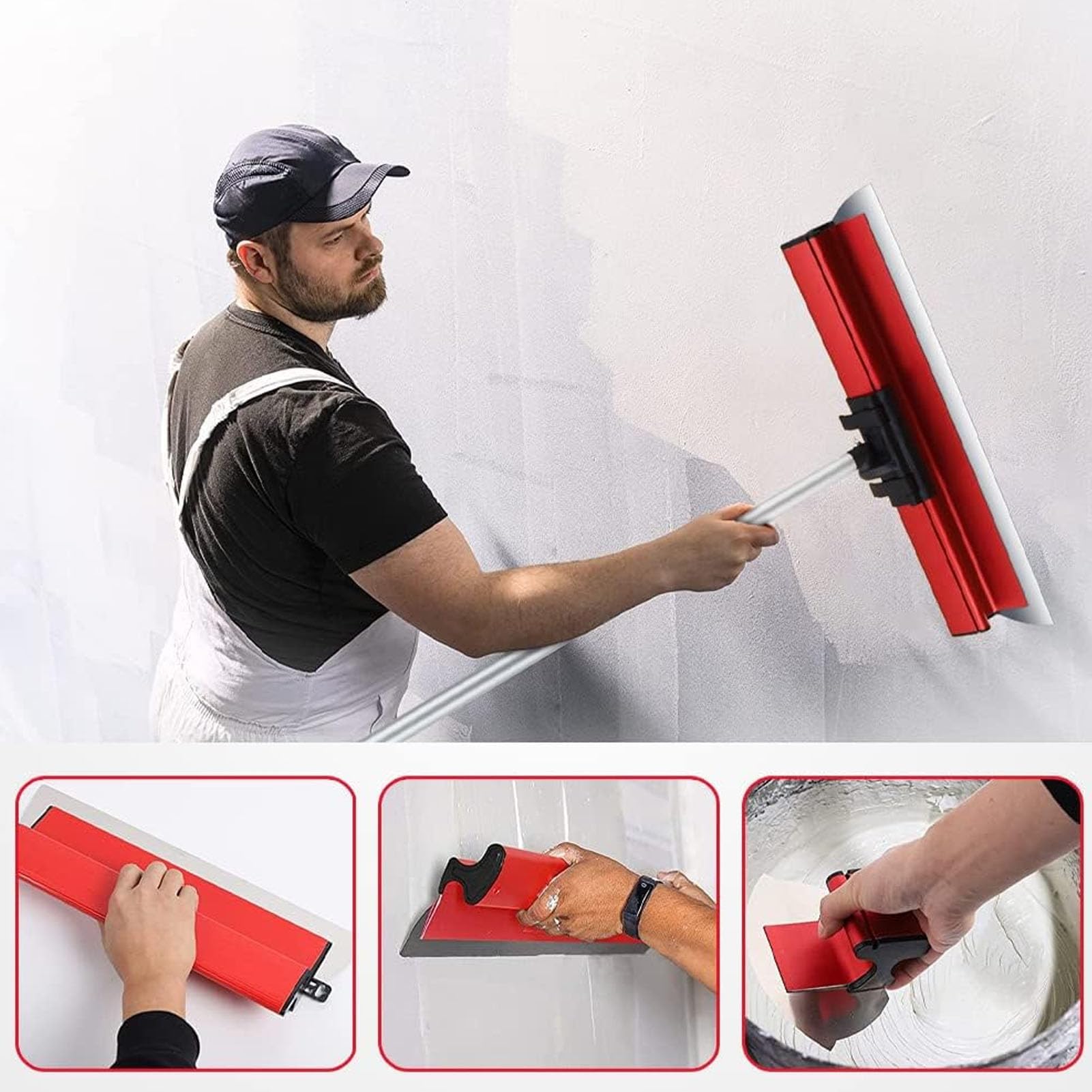 Kit Raspador Paneles Yeso con Hojas Acero Inoxidable, 3 Cuchillas 250/400/600mm, Espátula Alisadora, Herramienta Acabado Profesional para Paredes
