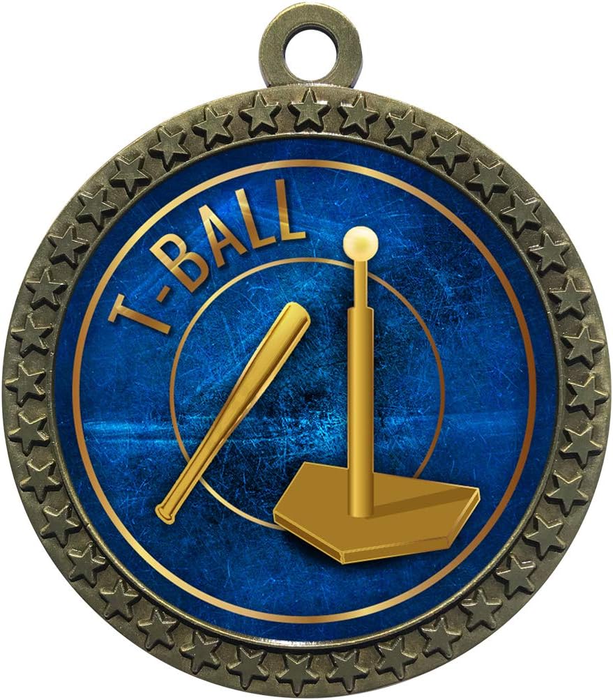 Express Medals 1 to 50 Packs T Ball Tee Ball Gold Medal Trophy Award with Neck Ribbon STDD212-EG54