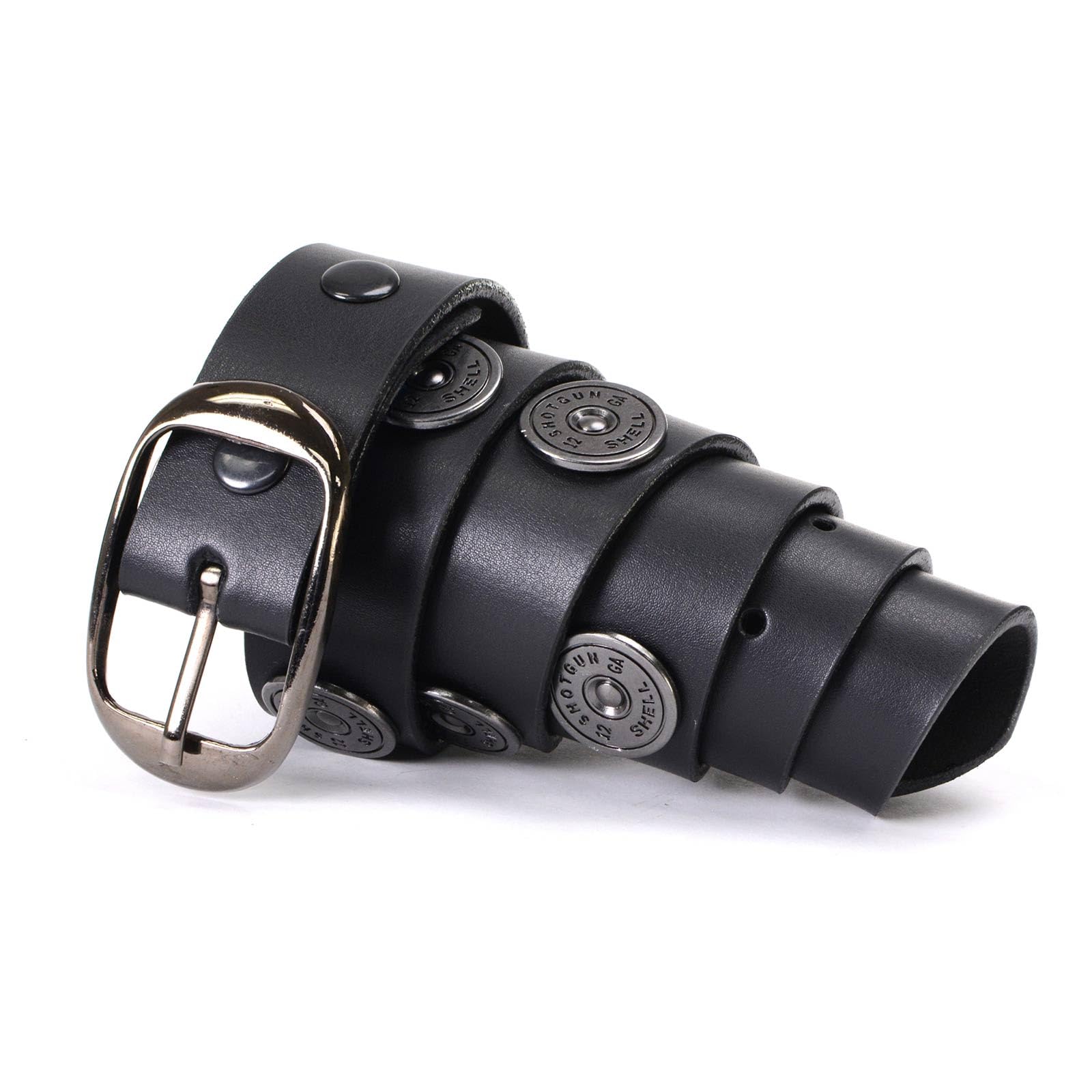 Milwaukee Leather MP7111 Men's Black Premium Leather 1.5 Inch Wide Belt with 12 Gauge Shell Emblems - 36