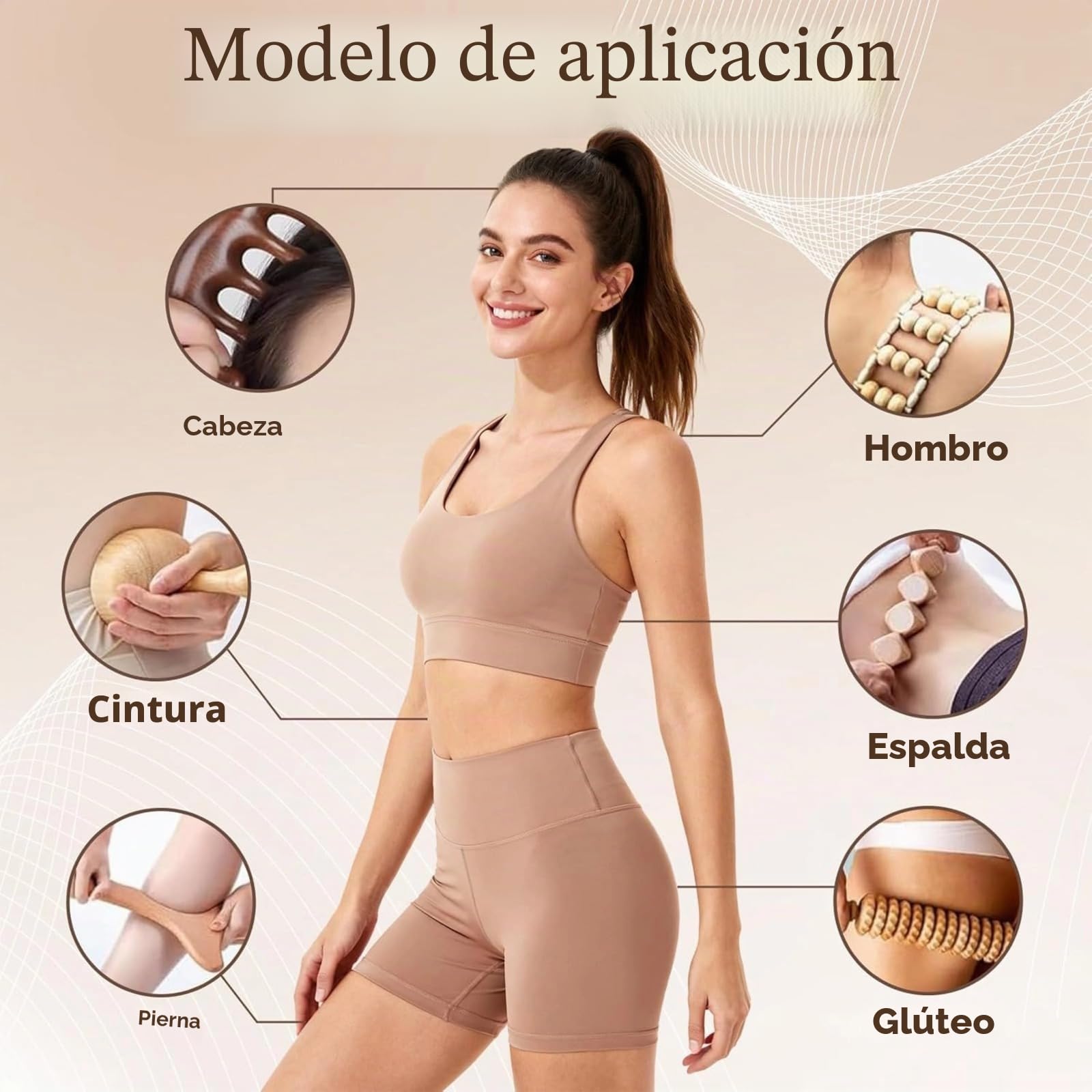 Kit Maderoterapia Corporal 6 en 1, Masajeador Lipedema Celulitis Maderoterapia Corporal Rodillo Gua Sha, Rodillo de Fascia, Herramientas de Esculpir | Kit profesional de maderotéresis, con rodillo de fascia, tabla Gua Sha y cuerda de masaje