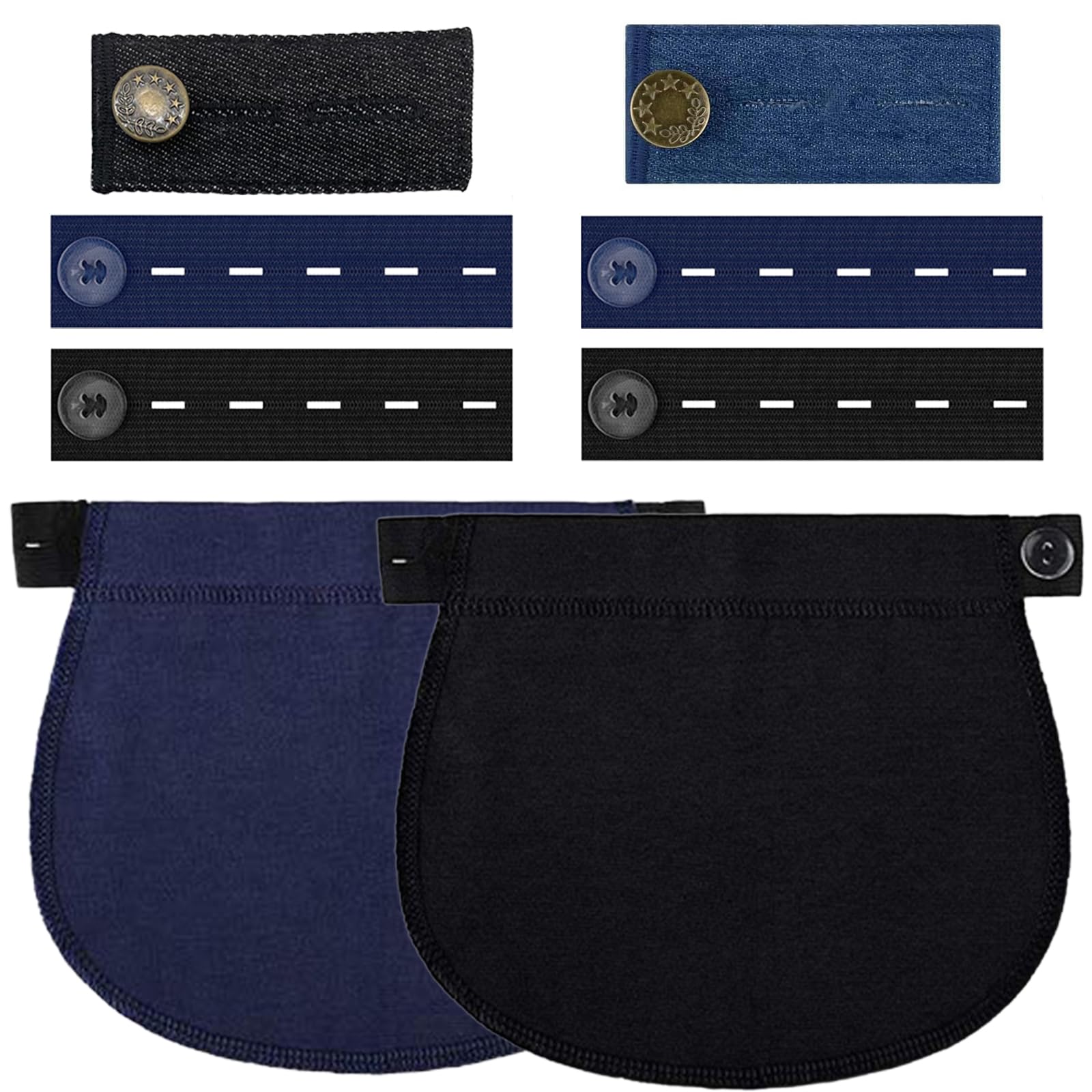 GWEOR 8 Pcs Extensores de Pantalones de Cintura,Ajustables Botones,Extensor Pantalon Embarazada,Apto para mujeres embarazadas