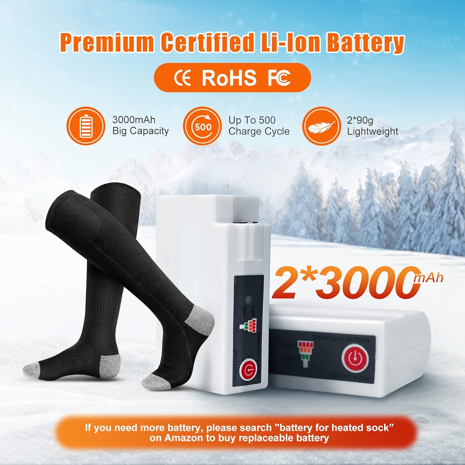 Heated Socks Battery Detail